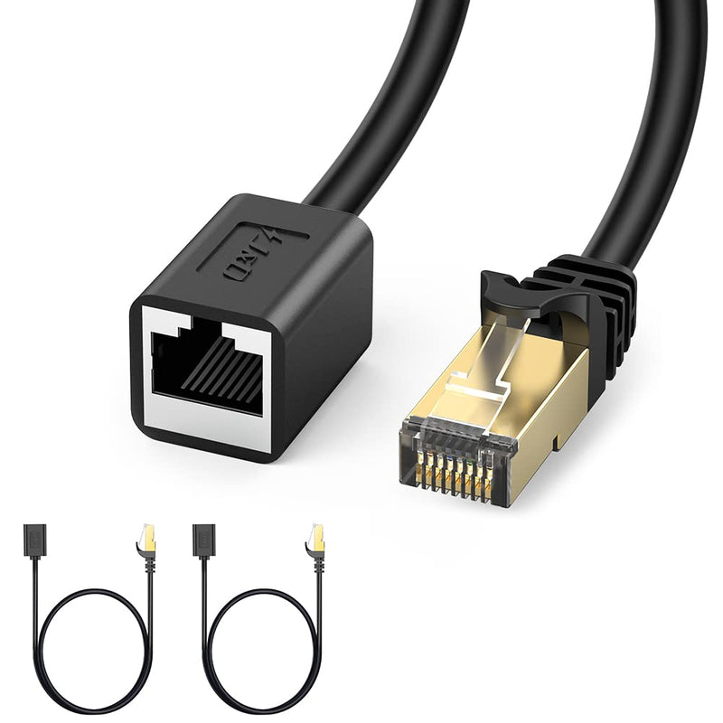 [AUSTRALIA] - J&D Ethernet Extension Cable (2 Pack), Cat 6 Ethernet Extender Cable Adapter (3 Feet) Support Cat6 / Cat5e / Cat5 Standards, RJ45 Cords Shielded Male to Female 2 Pack 3 Feet