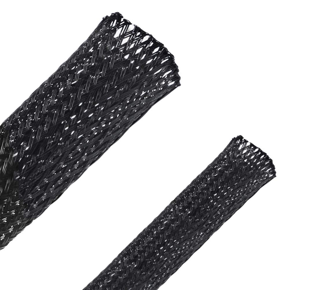  [AUSTRALIA] - Besteek 50ft - 1/2 Inch & 1/4 Inch Expandable Braided Cable Sleeve, Braided Wire Sleeving, Cable Wrap Mesh Wire Loom