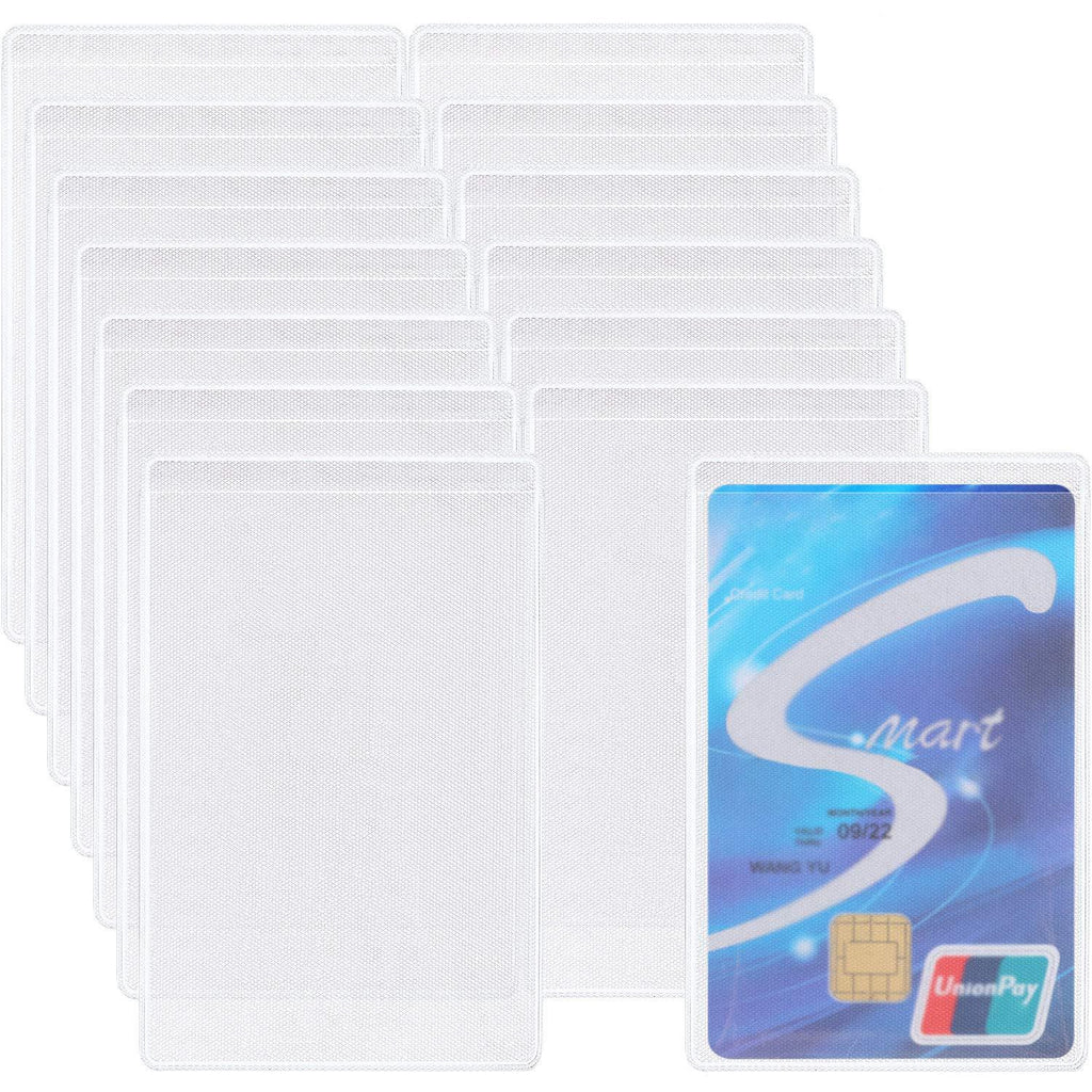Blulu 100 Pieces Plastic ID Credit Card Holder Vertical Business Card Sleeves Frosted ID Protector - LeoForward Australia