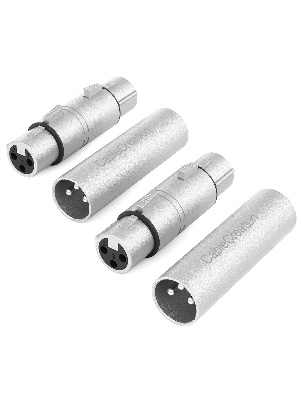  [AUSTRALIA] - CableCreation [2-Pair] XLR Male to Male & XLR Female to Female 3PIN Adapter Connector Compatible with Microphone,Mixer,Silver [2-Pair] [M-M]&[F-F]