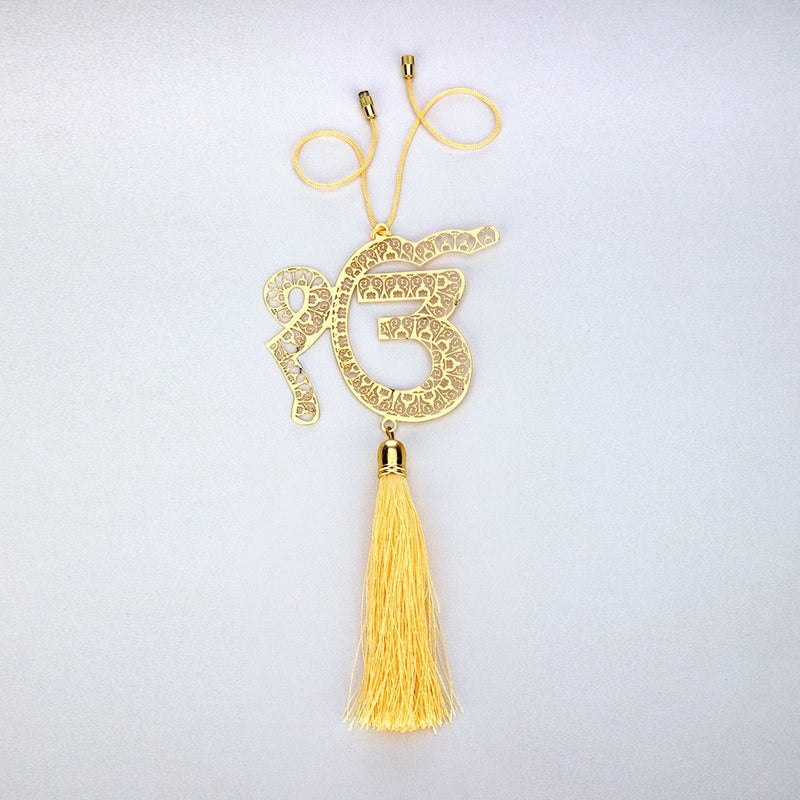 ADORAA Sikh Punjabi Ik Onkar Symbol - Rear View Mirror Car Hanging Ornament/Perfect Car Charm Pendant/Amulet - Accessories for Car Decor in Brass for Divine Blessings & Safety/Protection - LeoForward Australia