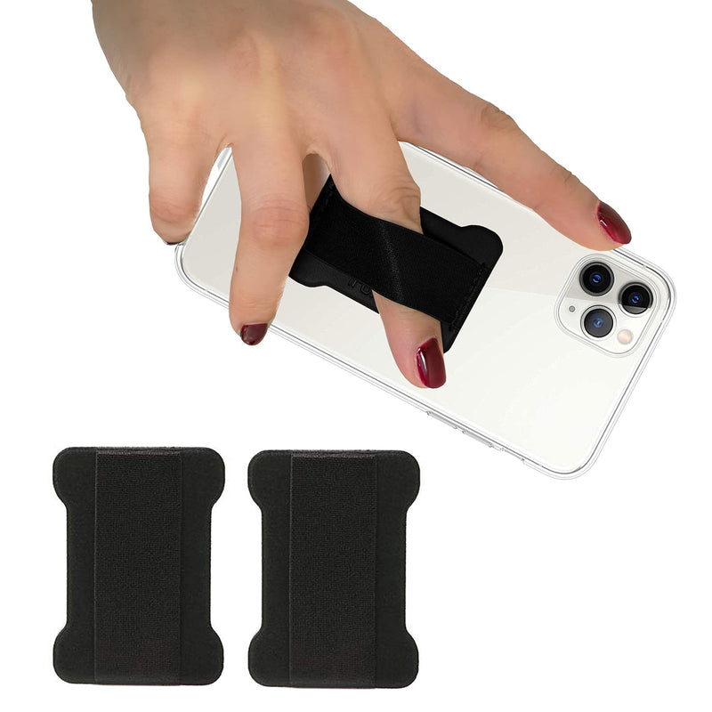  [AUSTRALIA] - WUOJI - Finger Strap Phone Holder - Ultra Thin Anti-Slip Universal Cell Phone Grips Band Holder for Back of Phone - 2Pack(Black) Black
