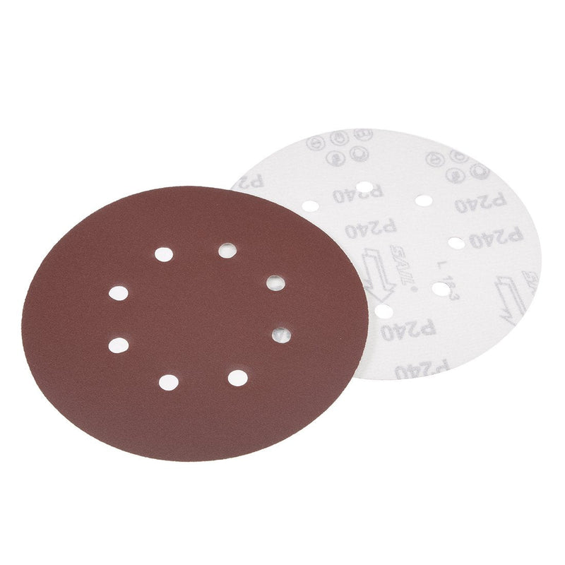  [AUSTRALIA] - uxcell 10Pcs 7 Inch 8 Hole Hook and Loop Sanding Disc 240 Grit Flocking Sandpaper Random Orbital Sander Paper