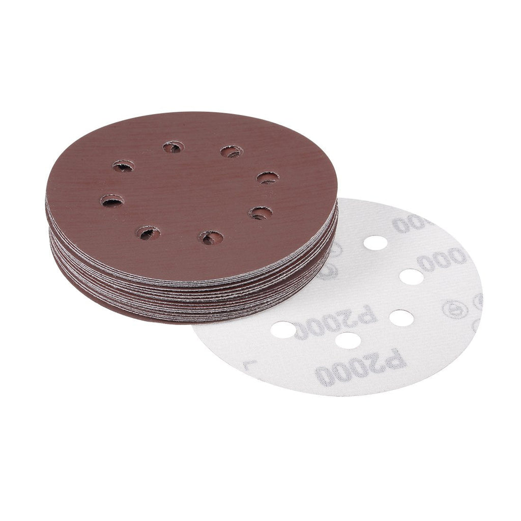  [AUSTRALIA] - uxcell 20Pcs 5 Inch 8 Hole Hook and Loop Sanding Disc 2000 Grit Flocking Sandpaper Random Orbital Sander Paper