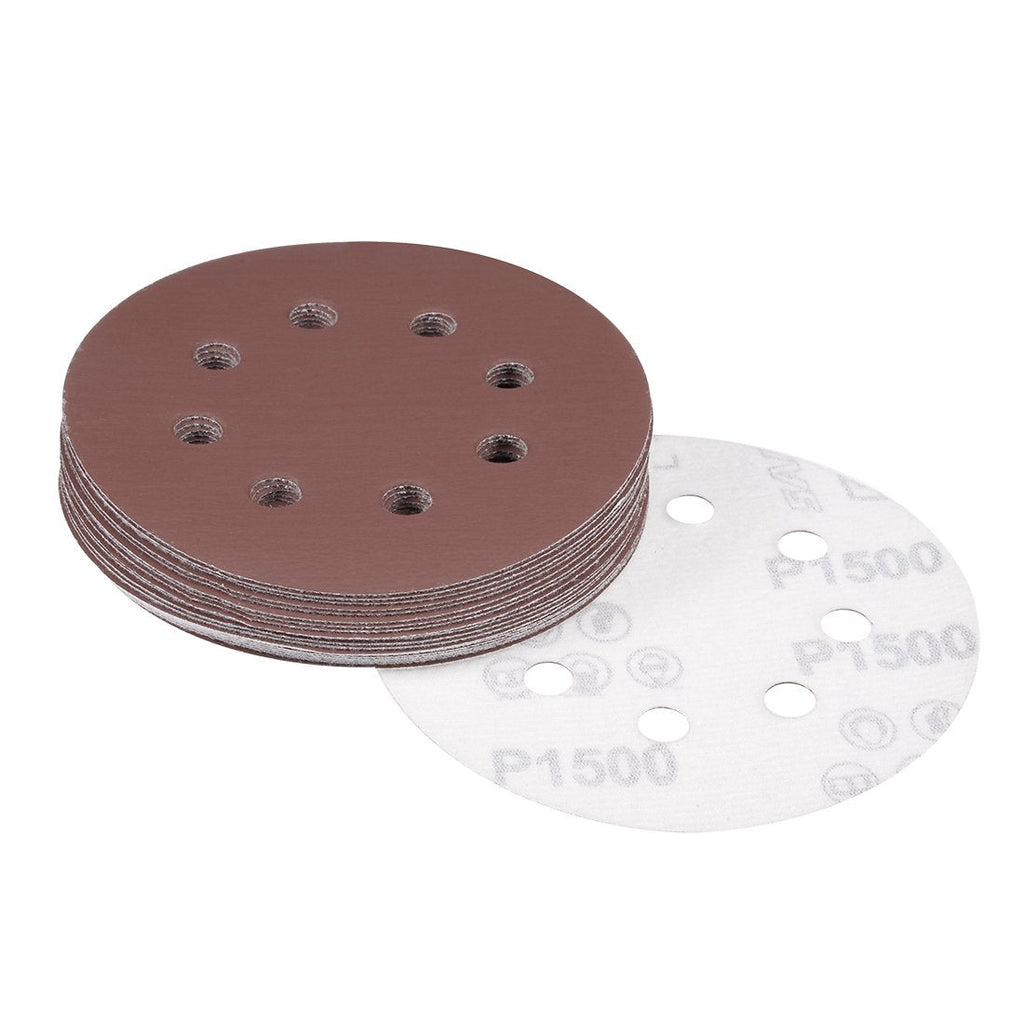  [AUSTRALIA] - uxcell 20Pcs 5 Inch 8 Hole Hook and Loop Sanding Disc 1500 Grit Flocking Sandpaper Random Orbital Sander Paper