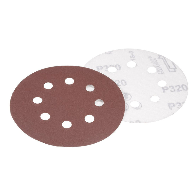  [AUSTRALIA] - uxcell 10Pcs 5 Inch 8 Hole Hook and Loop Sanding Disc 320 Grit Flocking Sandpaper Random Orbital Sander Paper