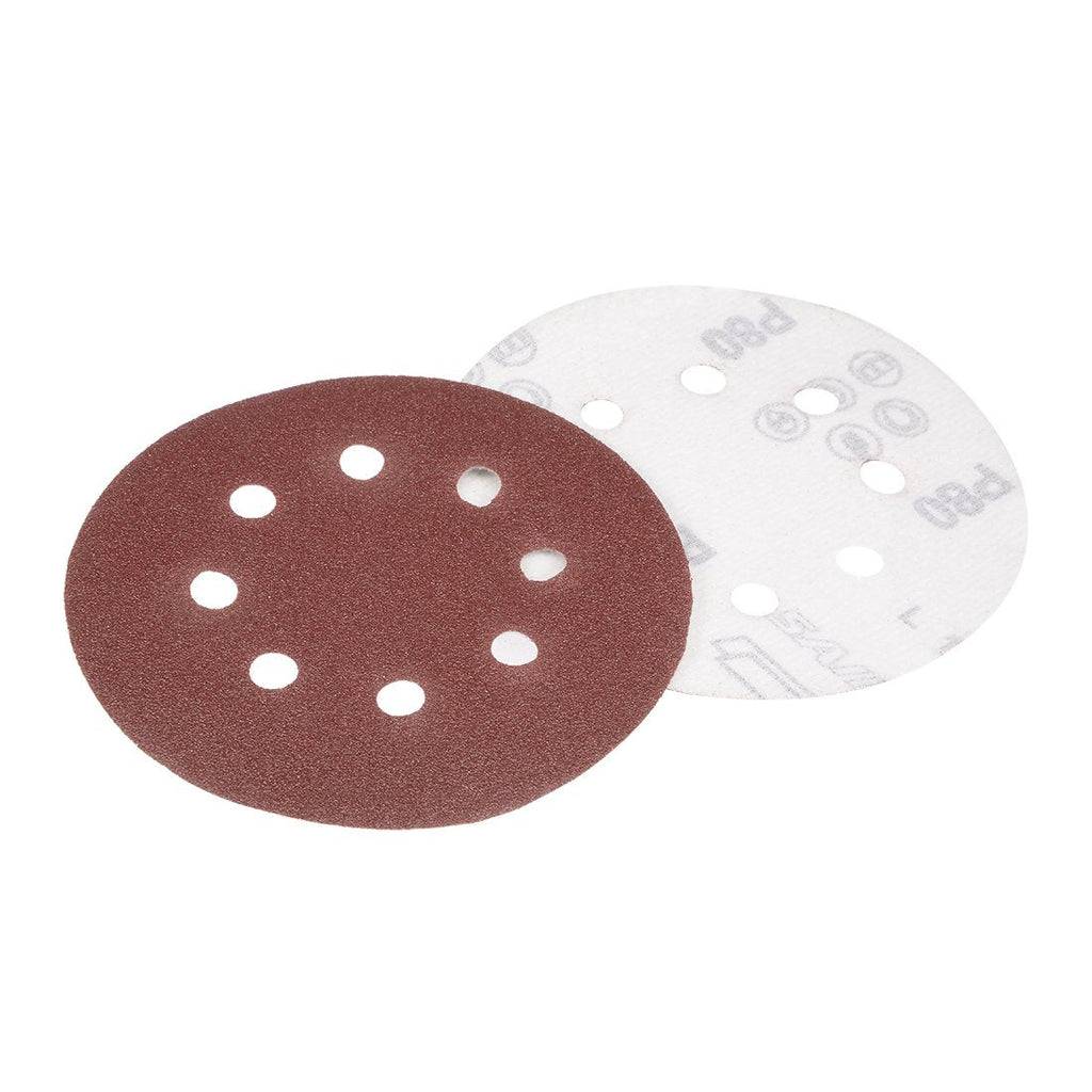  [AUSTRALIA] - uxcell 10Pcs 5 Inch 8 Hole Hook and Loop Sanding Disc 80 Grit Flocking Sandpaper Random Orbital Sander Paper