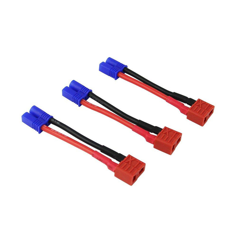 OliYin 3pcs EC2 Male to Anti-Skid T-Plug Deans Style Female Connector Adapter 16awg 1.96inch/5cm Wire for RC Lipo Battery(Pack of 3) - LeoForward Australia