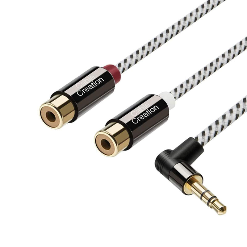 3.5mm to 2RCA Female Cable, CableCreation 3ft Angle 3.5mm Mini-Jack to RCA Stereo Audio Y Cable Gold Plated, Compatible iPhone,iPod,MP3,Tablets,HiFi Stereo System, Speaker Black and White/0.92m - LeoForward Australia