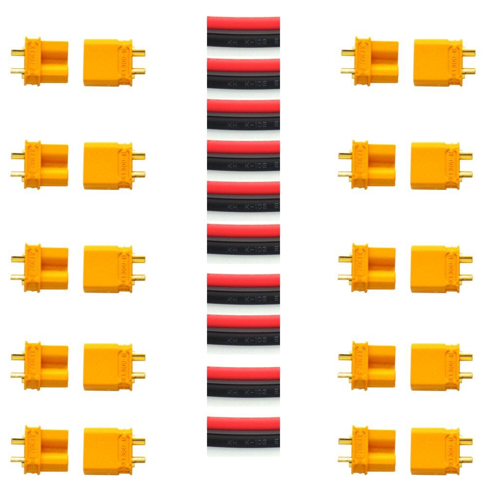 Padarsey 10 Pair Amass XT30U (XT30 Upgrade) Male Female Bullet Connectors Power Plugs with Heat Shrink for RC Lipo Battery - LeoForward Australia