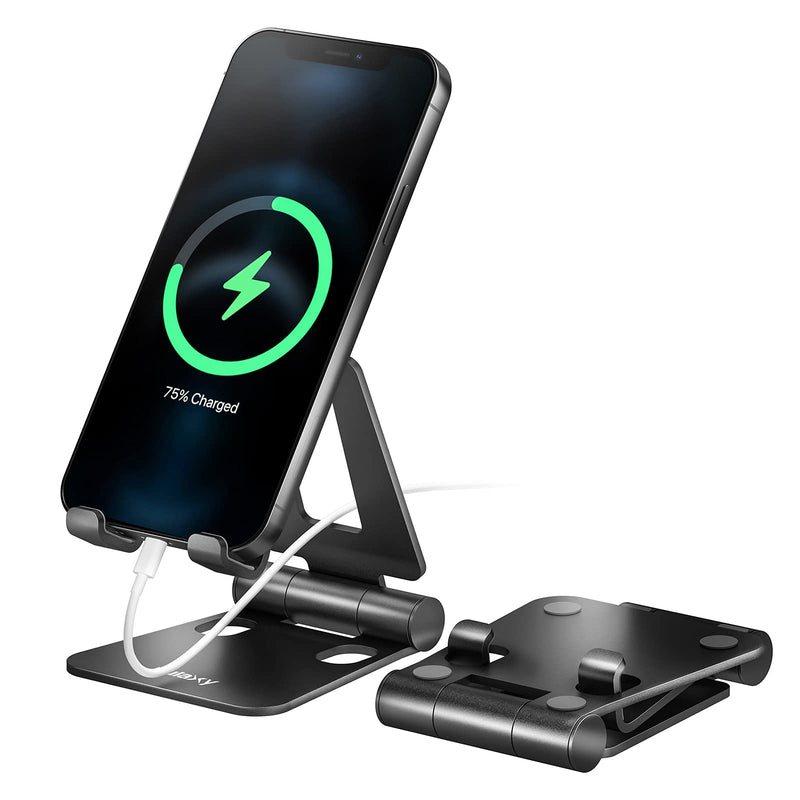  [AUSTRALIA] - Nulaxy A4 Cell Phone Stand, Fully Foldable, Adjustable Desktop Phone Holder Cradle Dock Compatible with Phone 11 Pro Xs Xs Max Xr X 8, iPad Mini, Nintendo Switch, Tablets (7-10"), All Phones BLACK