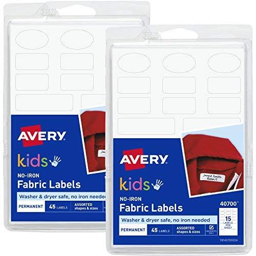 AVERY No-Iron Kids Clothing Labels, Washer & Dryer Safe, Assorted Shapes & Sizes, (2-Pack) 90 Labels (40700) 2 Pack - LeoForward Australia