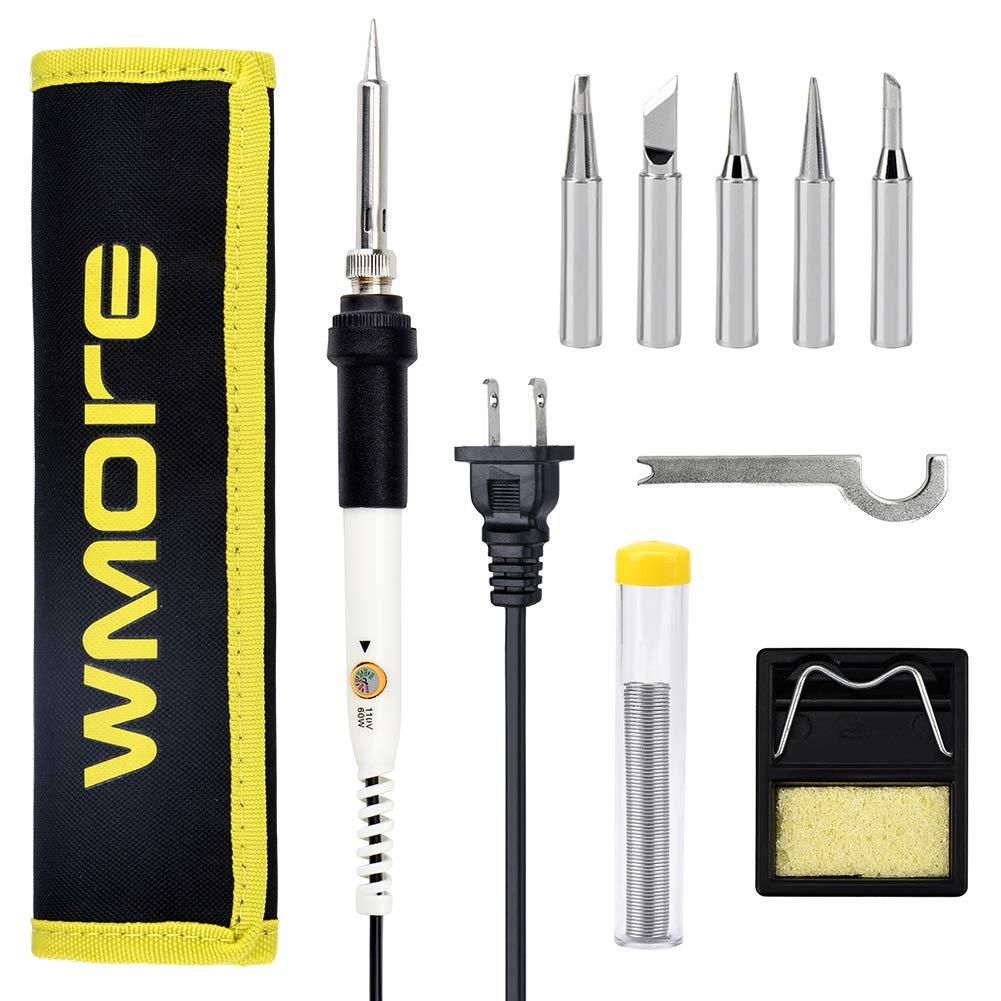  [AUSTRALIA] - Wmore Soldering Iron Kit Welding Tools, 110V 20W to 60W Adjustable Temperature Soldering Iron, 1xSolder Wire, 5xSoldering Tips, 1xSoldering Stand, Perfect for DIY Soldering Project