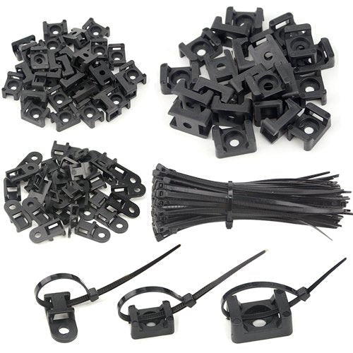  [AUSTRALIA] - XINGYHENG 120PCS 3 Values Saddle-type Cable Tie Mount Bases for Cable Wire Tubing Sleeving Conduit Adjustable Cable Tie Holder Set Matched with 120PCS Black Flexible Zip Ties(Black)
