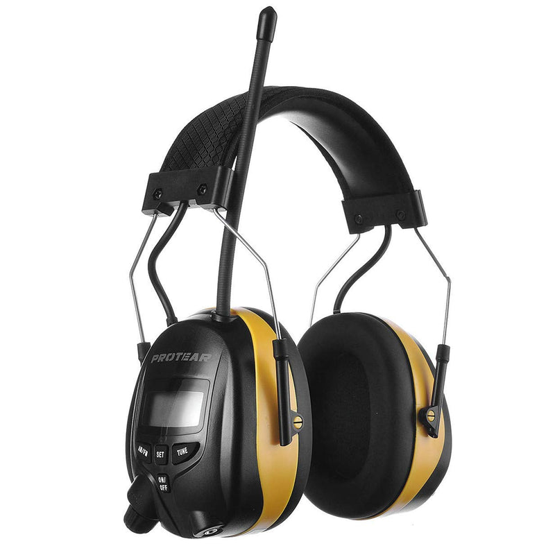  [AUSTRALIA] - PROTEAR Digital AM FM Radio Headphones, 25dB NRR Ear Protection Safety Ear Muffs Antique Yellow
