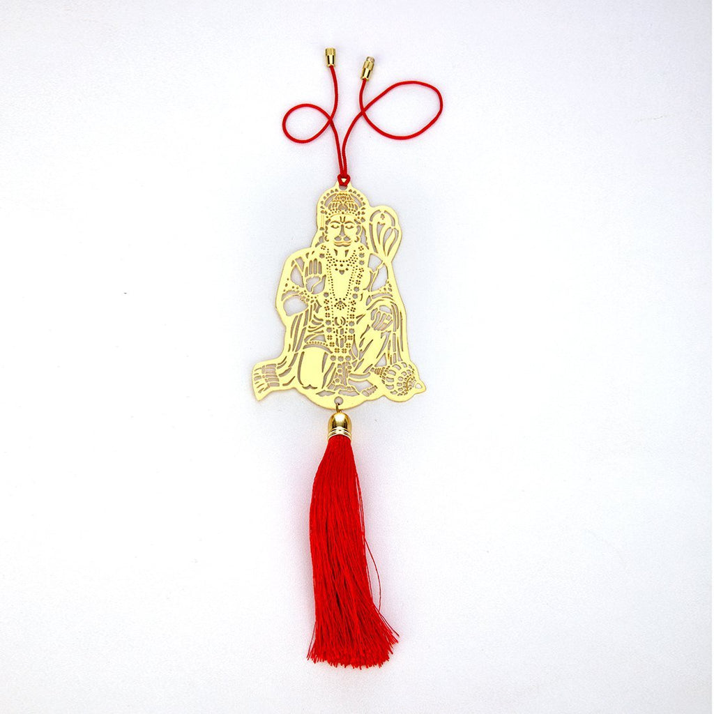 ADORAA Jai Hanuman Bajrangbali - Rear View Mirror Car Hanging Ornament/Perfect Car Charm Pendant/Amulet - Accessories for Car Décor in Brass for Divine Blessings & Safety/Protection - LeoForward Australia