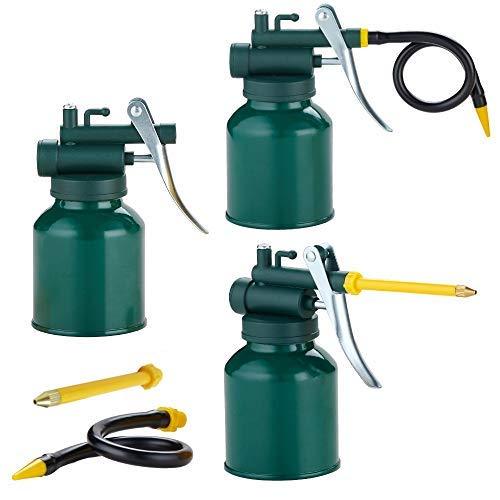 Hexin Metal Oil Can, Green Pistol Oiler Can Pump Oiler with 2 Spouts Straight & Flex for Lubrication Need - LeoForward Australia