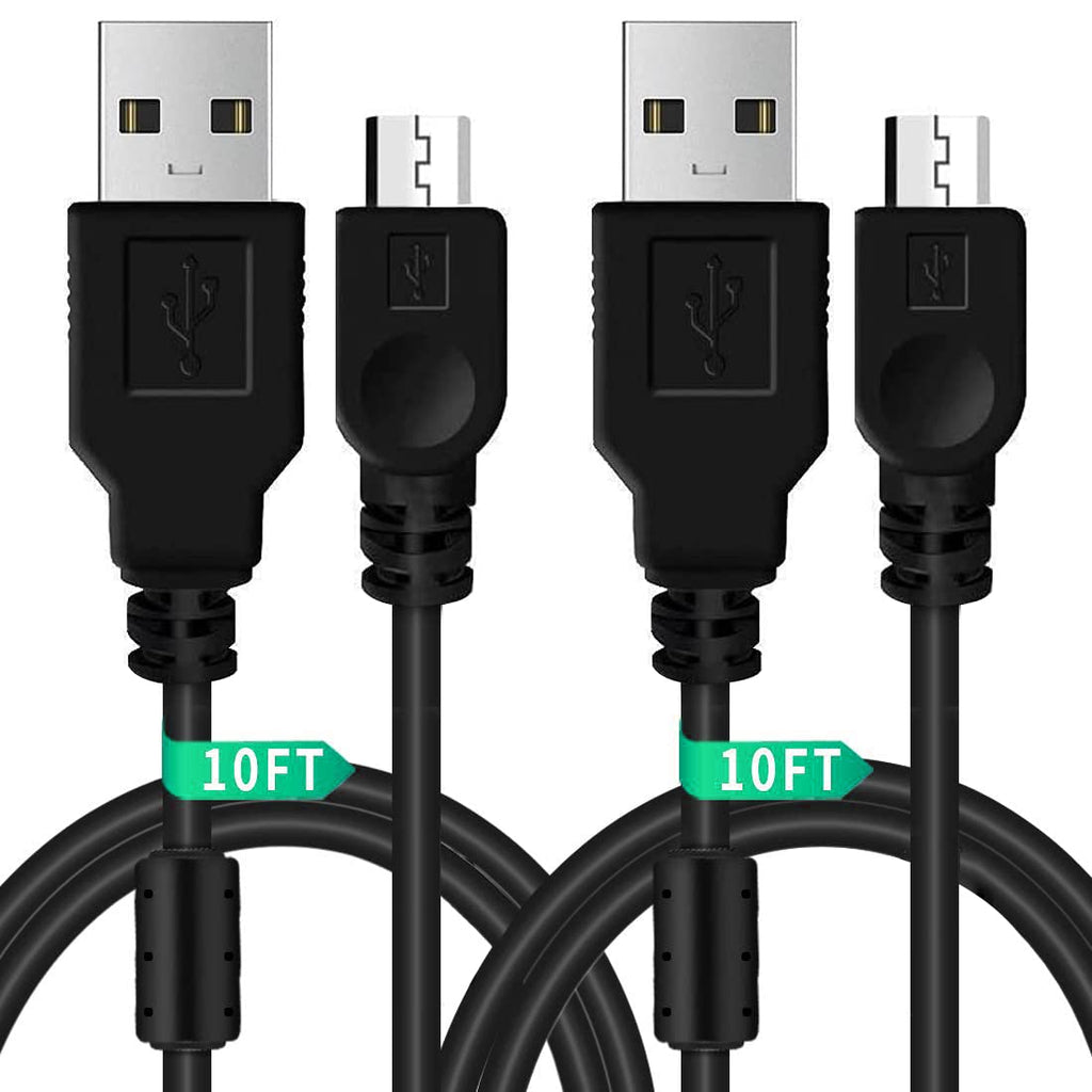  [AUSTRALIA] - 2Pcs Pack PS3 Controller Charger Charging Cable Sync Cord, 3M 10ft Mini USB Charge and Play Cable for PS Move/PS3/PS3 Slim Wireless Controller 2 Pack