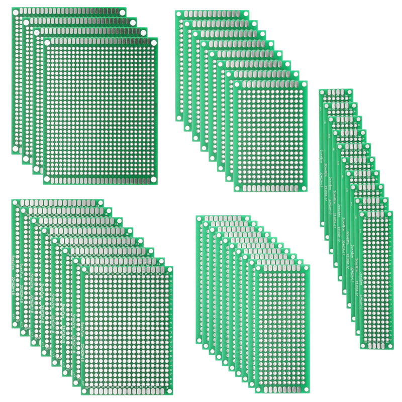  [AUSTRALIA] - DEYUE 40PCs PCB Double-Sided Prototyping PCBs Circuit Boards Kit | 5 Size Universal untraced Perforated Printed Circuits Boards | Solder-able Circuit Protoboards for DIY Soldering Electronic Projects