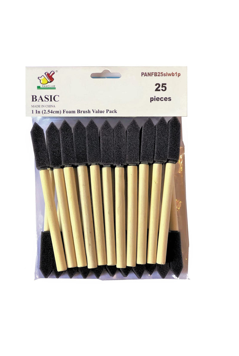 [AUSTRALIA] - PANCLUB Foam Paint Brush Set I Sponge Brush Paint I 1 Inch - 25 Pack I with Wood Handles I Great for Art, Varnishes, Acrylics, Stains, Crafts 1" - 1 Pack