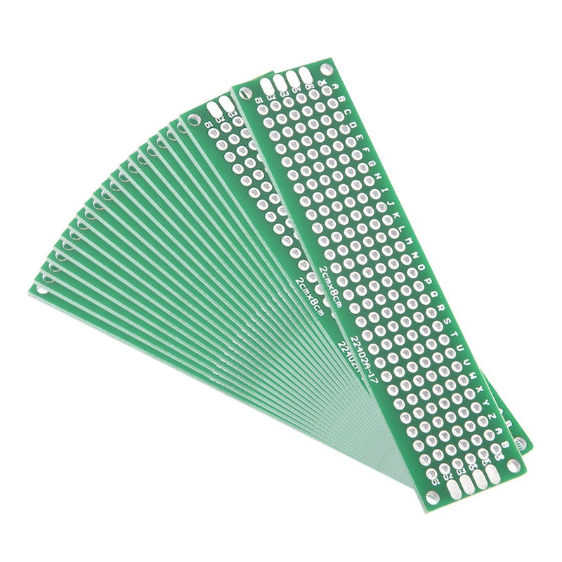 uxcell 20pcs 2x8cm Double Sided PCB Board Universal Printed Circuit Proto Board for DIY Soldering Electronic Projects Practice Test Circuit - LeoForward Australia