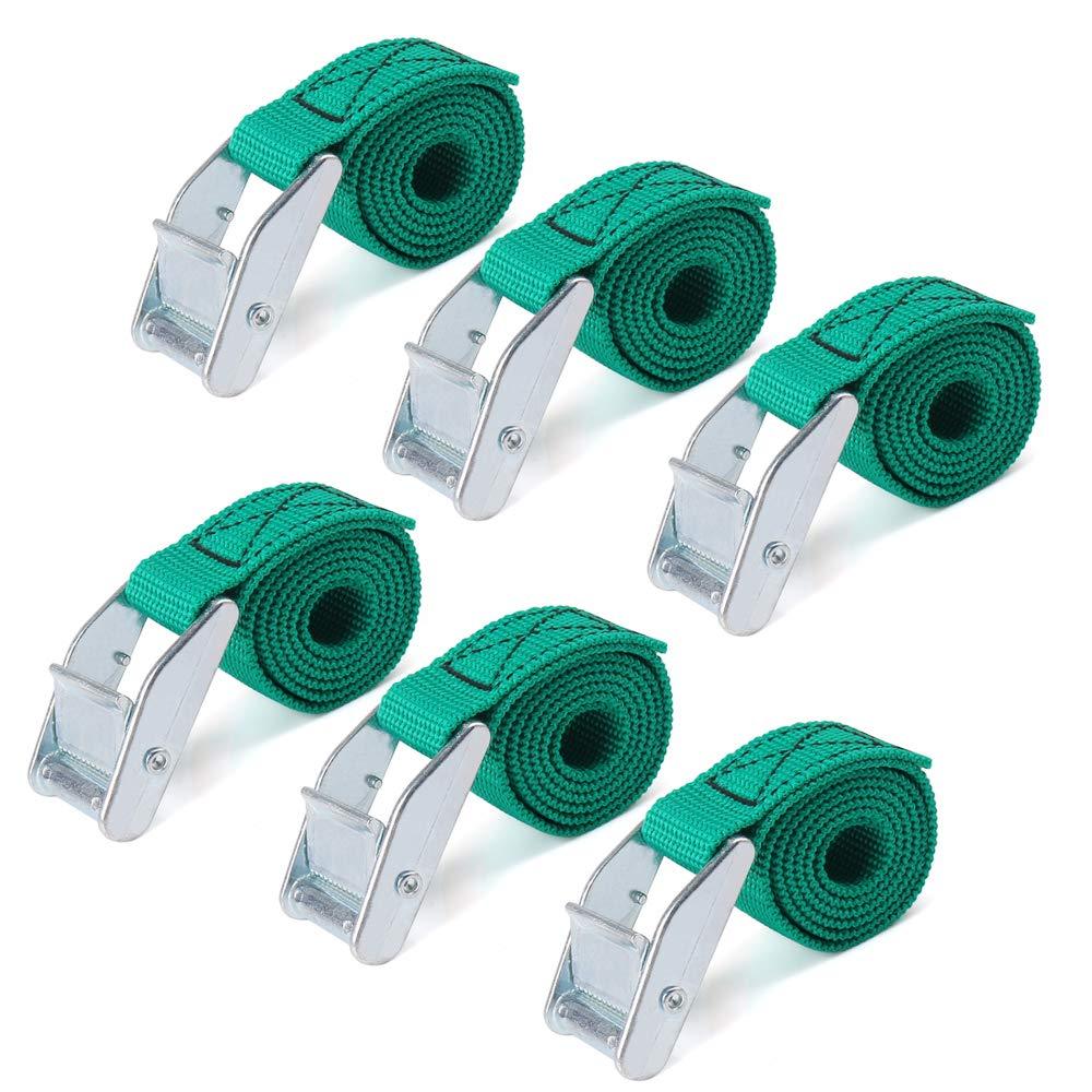  [AUSTRALIA] - RilexAwhile Lashing Straps 2 Ft x 1 Inch Tie Down Straps up to 600lbs, 6 Pack (1inch x 2ft, green) 1inch x 2ft