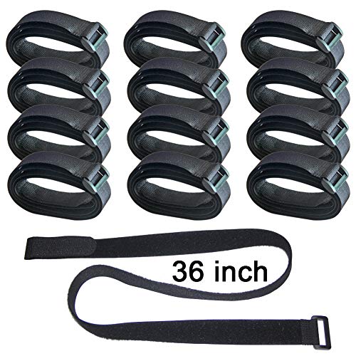  [AUSTRALIA] - Hanete 12 Pack 36 inch Reusable Fastening Cable Straps, Hook and Loop Cable Tie Wraps Cinch Cable Tie Down Straps