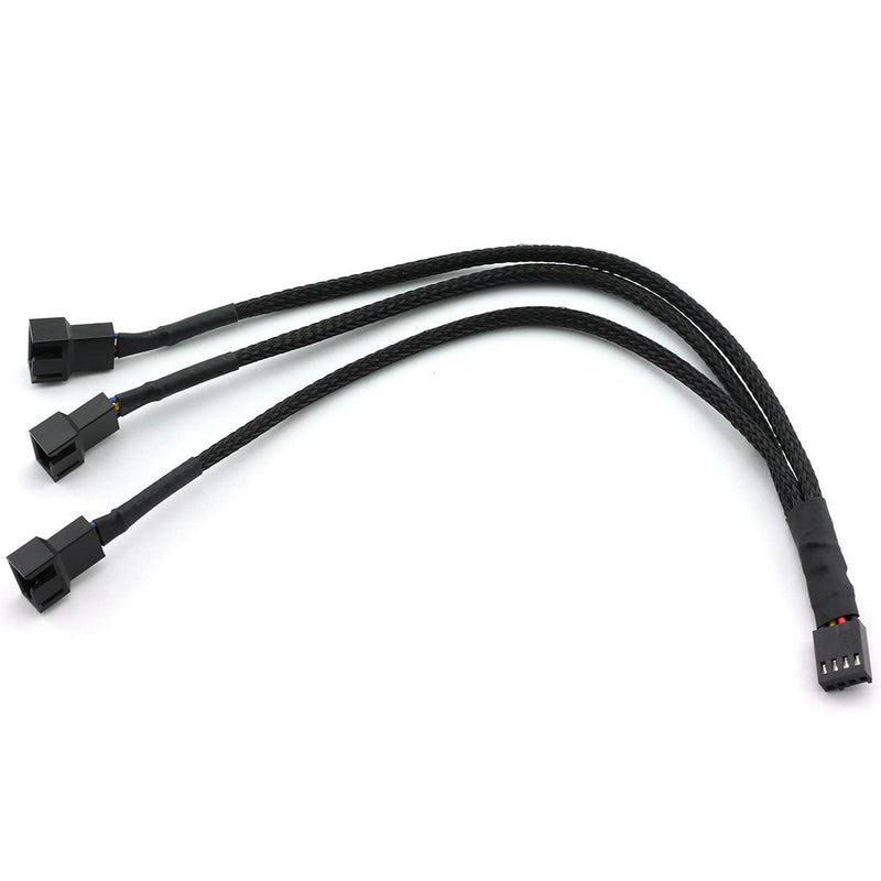  [AUSTRALIA] - DZS Elec 4Pin 1 to 3 Ways PWM Fan Splitter Cable Black Sleeved Fan Power Extension Cable 4Pin Female to 3X 4Pin Male 27cm/10.5 inches