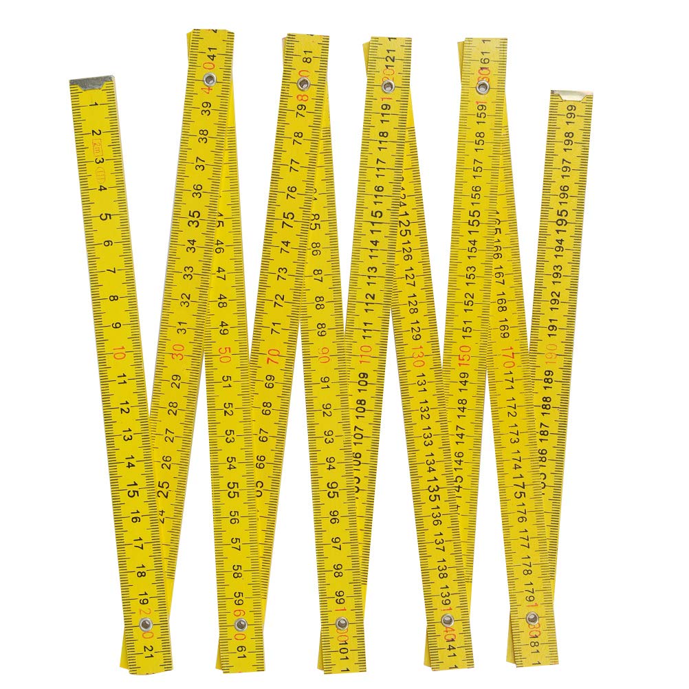  [AUSTRALIA] - YOTINO Folding Ruler 6.56FT/2M Long Birch Wooden Composite Foldable Ruler Perfect for Carpenters, & Contractors -Yellow