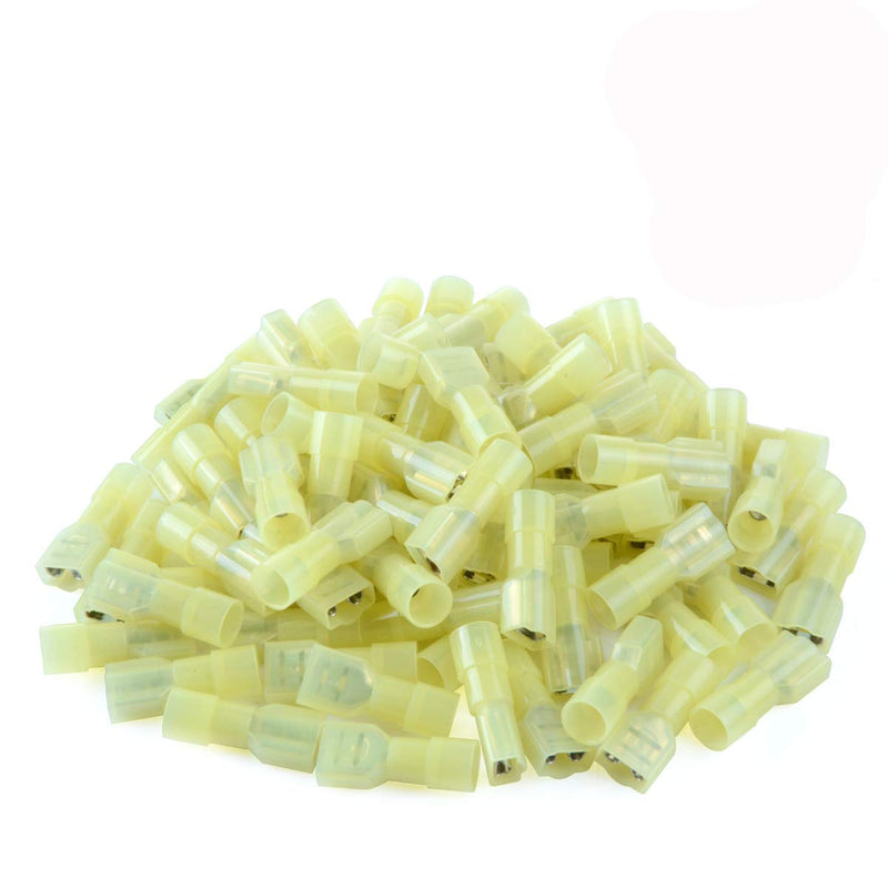  [AUSTRALIA] - XHF 12-10 AWG Nylon Female Spade Connectors Quick Disconnect Wire Terminals Insulated Wire Crimp Connectors 100 Pcs Yellow 12-10AWG-100pcs