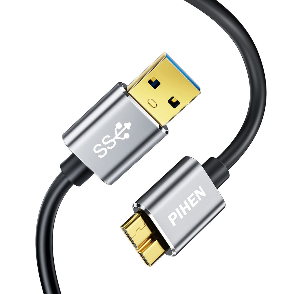 PIHEN Micro B Hard Drive Cable, USB 3.0 to Micro USB 3.0 Charge & Sync Cord with Aluminum Connector,Data Wire for Toshiba Canvio, WD External Hard Drive, Samsung Galaxy S5, Note 3 and More(1.5FT) 1.5FT USB-A - LeoForward Australia
