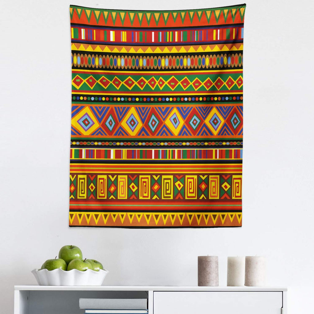  [AUSTRALIA] - Lunarable Tribal Tapestry, Geometric Aztec Style Pattern with Colorful Shapes Folk Art Design, Fabric Wall Hanging Decor for Bedroom Living Room Dorm, 23" X 28", Red Green 23" X 28"