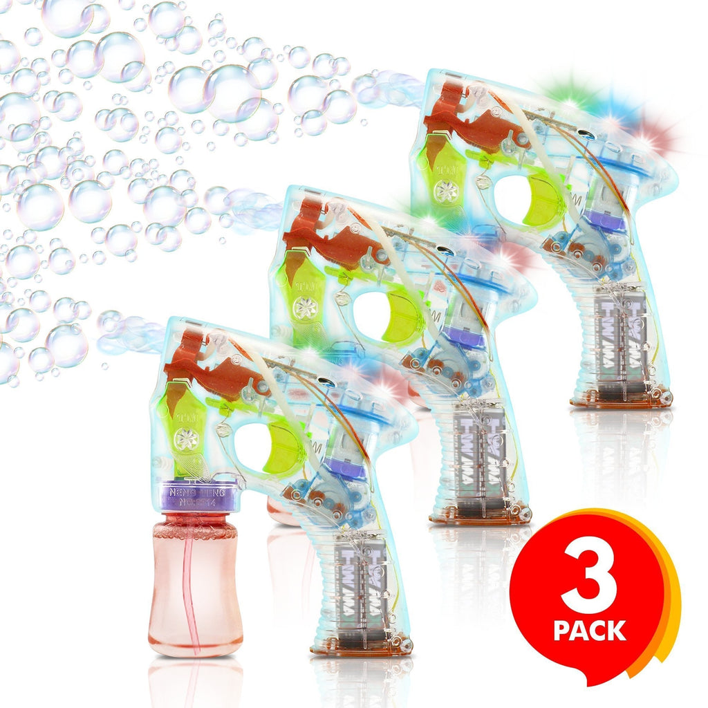 ArtCreativity Light Up Bubble Gun - Set of 3 - Medium Lightweight Design - Perfect for Summertime - Fun, Engaging and Entertaining - Party Favor, Amazing Gift Idea Boys Girls - Batteries Included - LeoForward Australia