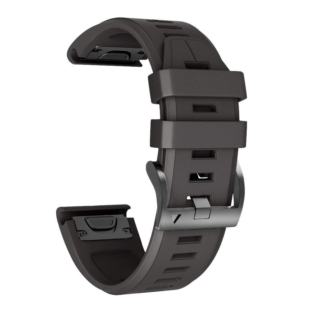 ANCOOL Compatible with Garmin Fenix 5X Plus Band 26mm Easy Fit Silicone Watch Strap Wristbands Replacement for Fenix 5X/Fenix 6X/Fenix 6X Pro/D2 Delta PX/Descent Mk1 Mk2 (Black) Black - LeoForward Australia