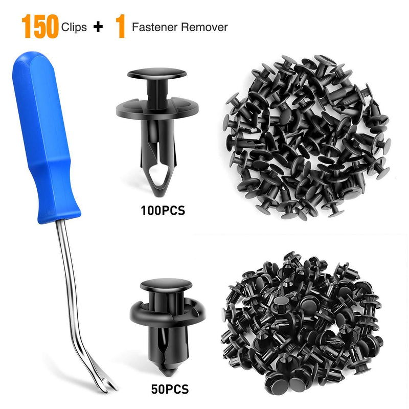  [AUSTRALIA] - GOOACC 150 pcs Push-Type Bumper Fasteners Rivet Clips-2 Sizes Universal Auto Clips & Fastener for Bumper Fender Clips Replacement-Fastener Removal Tool Included (150PCS Clip)