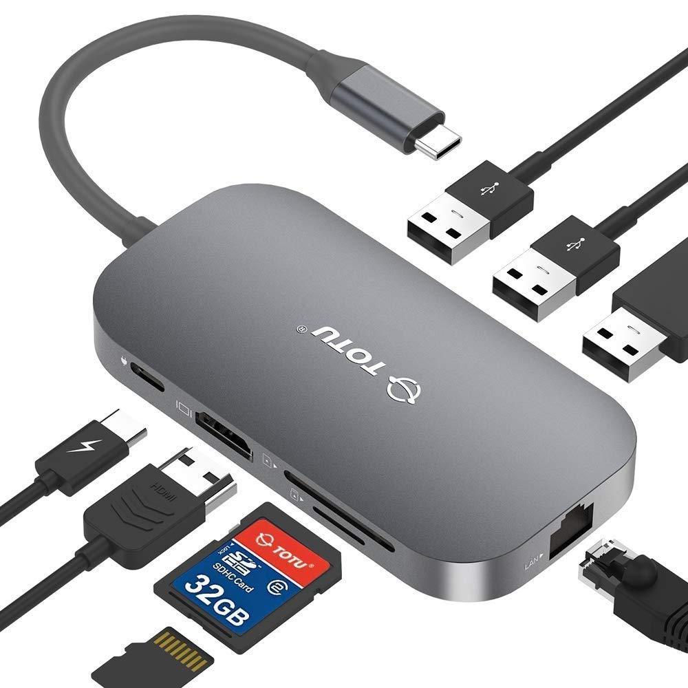  [AUSTRALIA] - USB C Hub, 9-in-1 Type C Hub with Ethernet Port, 4K USB C to HDMI, 2 USB 3.0 Ports,1 USB 2.0 Port, SD/TF Card Reader, USB-C Power Delivery, Portable for Mac Pro and Other Type 1