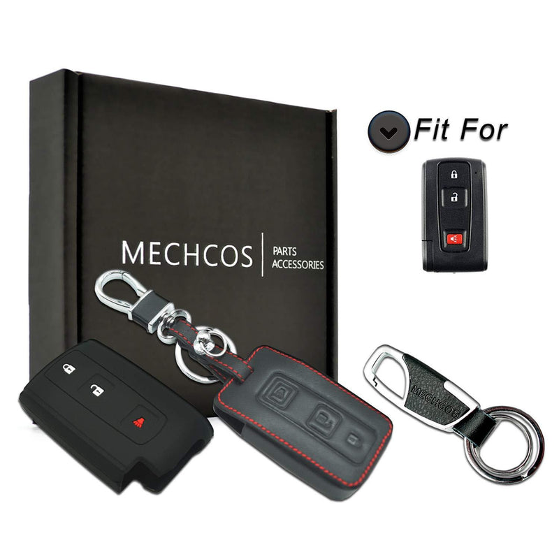  [AUSTRALIA] - MECHCOS Compatible with fit for 2+1 Buttons 2004-2009 Toyota Prius Leather Smart Keyless Entry Remote Control Key Fob Cover Pouch Bag Jacket Case Protector Shell