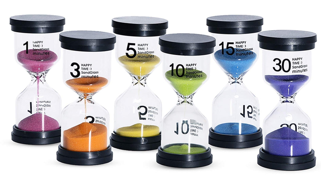 Kusmil Sand Timer 6 Colors Hourglass 1/3/5/10/15/30 Minutes Sandglass Timer Sand Clock for Kids Games Classroom Kitchen Home Office Decoration (Pack of 6) - LeoForward Australia