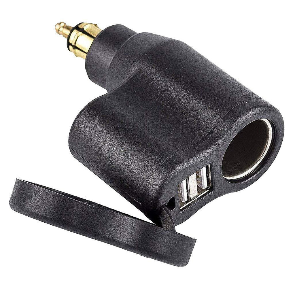 Cllena Din Hella Powerlet Plug to Dual USB Charger 2.1A&1A + 12V Cigarette Lighter Socket for BMW Motorcycle Phone iPhone GPS SatNav - LeoForward Australia