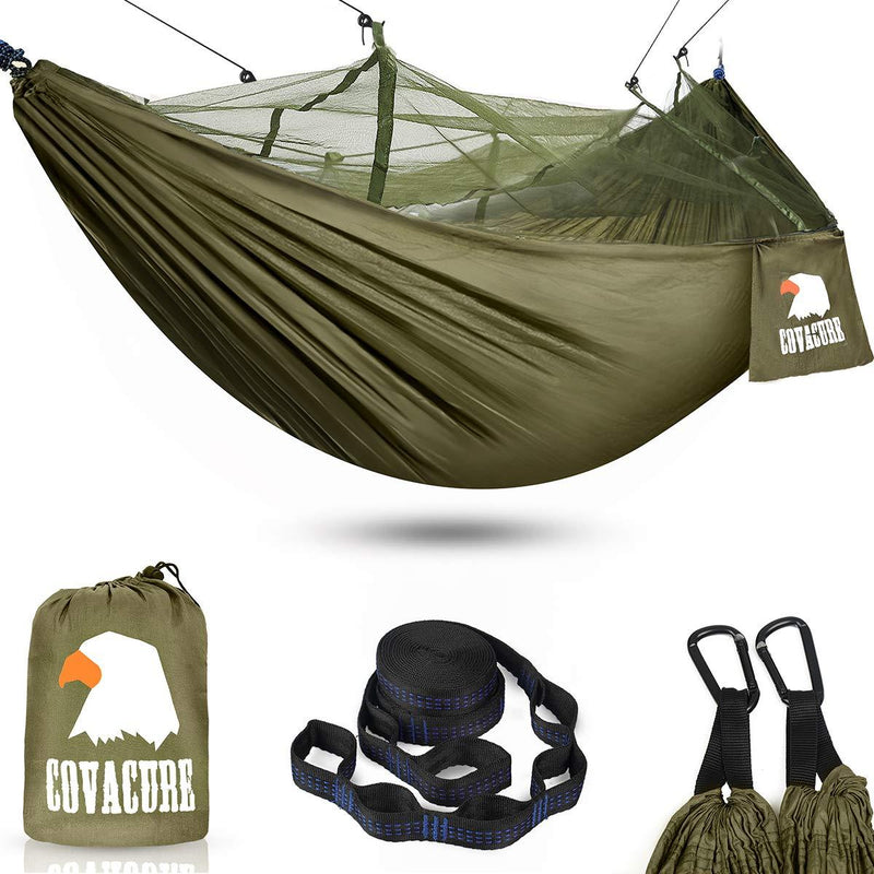  [AUSTRALIA] - Camping Hammock with Net - Lightweight COVACURE Double Hammock, Portable Hammocks for Indoor, Outdoor, Hiking, Camping, Backpacking, Travel, Backyard, Beach