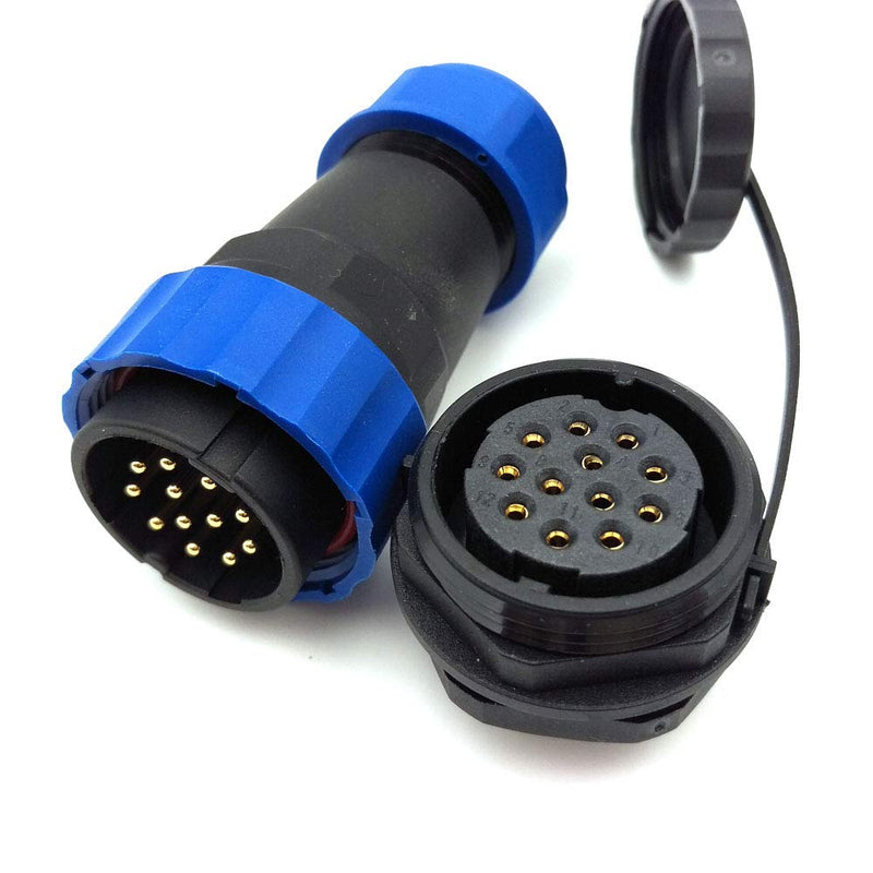  [AUSTRALIA] - SZJELEN SD28 28MM Panel Mount Connector 12Pin,Male Plug to Female Socket,Waterproof Cable Gland Cap IP68 (12-Pin, Panel Mount-Plug(Male)&Socket(Female)) 12-Pin Panel Mount-Plug(male)&Socket(female)