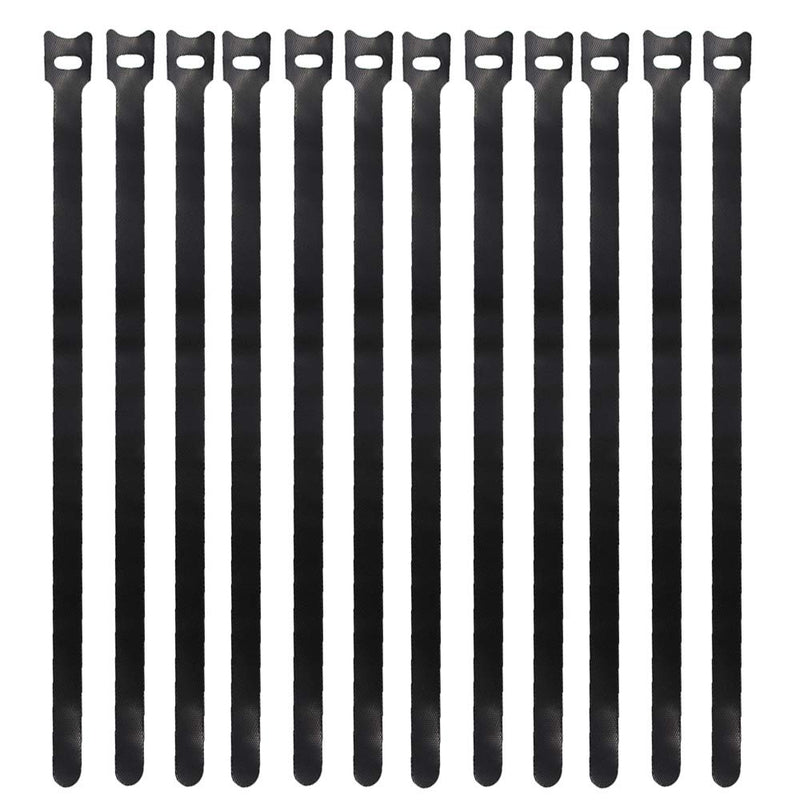 [AUSTRALIA] - Eowpower 50 Pcs Black 12 x 1/2 inch Reusable Cable Ties Microfiber Cloth Hook and Loop Cable Straps Network Wire Management Organizer