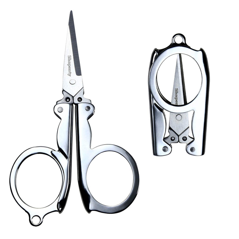  [AUSTRALIA] - Shapenty Stainless Steel Folding Portable Travel Scissors Small Foldable Paper String Craft Shred Scissors, 2 Pack
