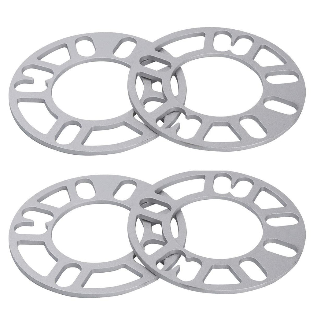  [AUSTRALIA] - dynofit Universal 5mm Thickness Wheel Spacers for 98-120mm Multiple Bolts Pattern(PCD), Pack of 4 Alloy Shims Spacer for 4 Lug(4x98-4x114.3mm) and 5 Lug (5x100-5x120mm) Wheels 4pcs