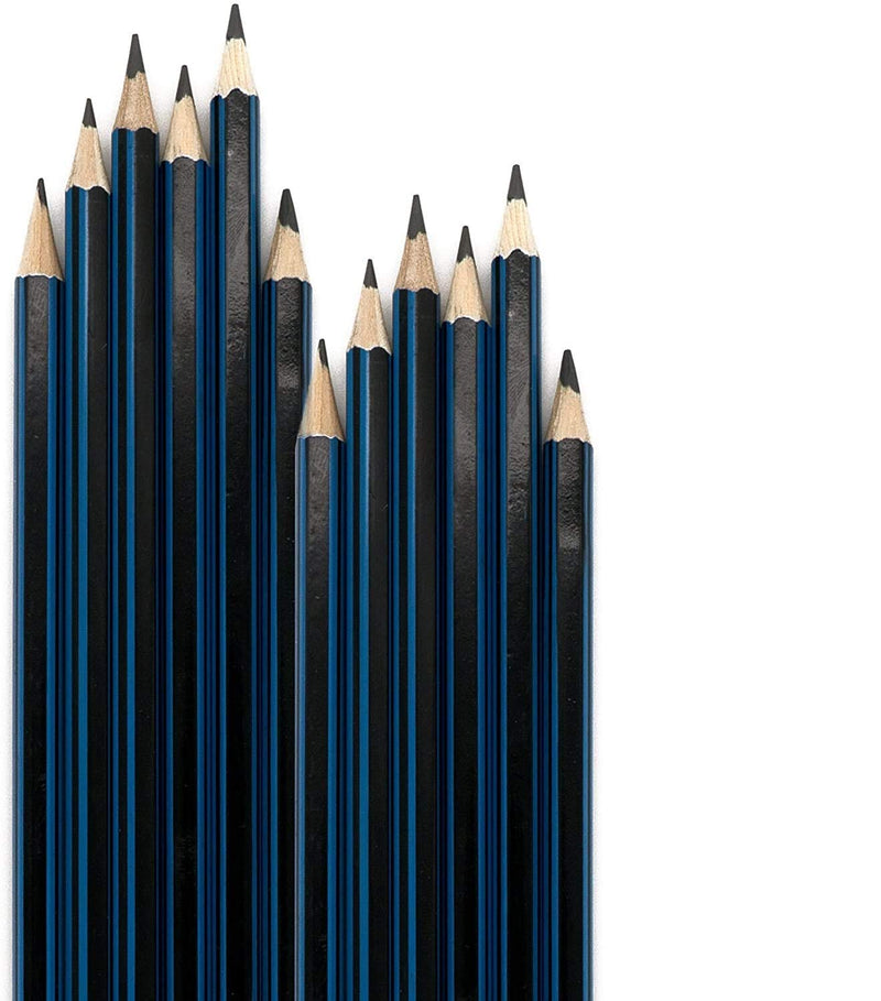  [AUSTRALIA] - Emraw Pre Sharpened Drawing Sketching B Pencil Set (HB, 2B, 4B, 6B, 7B, 8B), Pack of 12 Premium Wood Cased Graphite Art Pencils for Beginners & Professional Artists, Adults & Kids