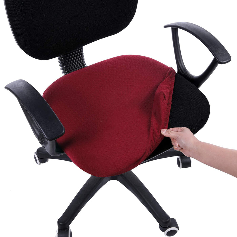  [AUSTRALIA] - Smiry Stretch Jacquard Office Computer Chair Seat Covers, Removable Washable Anti-dust Desk Chair Seat Cushion Protectors - Burgundy Chair Seat Cover