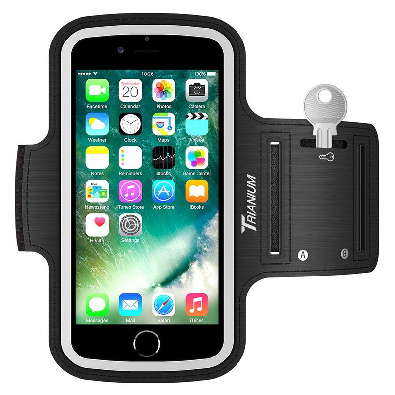  [AUSTRALIA] - Trianium Armband, Water Resistant Large Cell Phone Armband for iPhone 12 Pro,12 Mini,11 Pro Max/Xs Max/XR/X/8 Plus, Galaxy S20/S10/S10e/S10+/Note 10 and More Workout Band Skin & Key Holder(2nd Gen) Pro Black