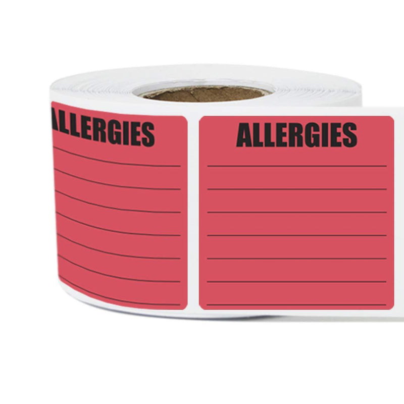 1 Roll - Allergies Warning Label for Food Allergy Warning 2" x 2" - 300 Labels 1 Roll Red: Large - LeoForward Australia