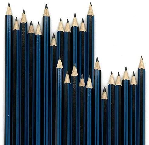  [AUSTRALIA] - Emraw Pre Sharpened Drawing Sketching B Pencil Set (HB, 2B, 4B, 6B, 7B, 8B), Pack of 24 Premium Wood Cased Graphite Art Pencils for Beginners & Professional Artists, Adults & Kids