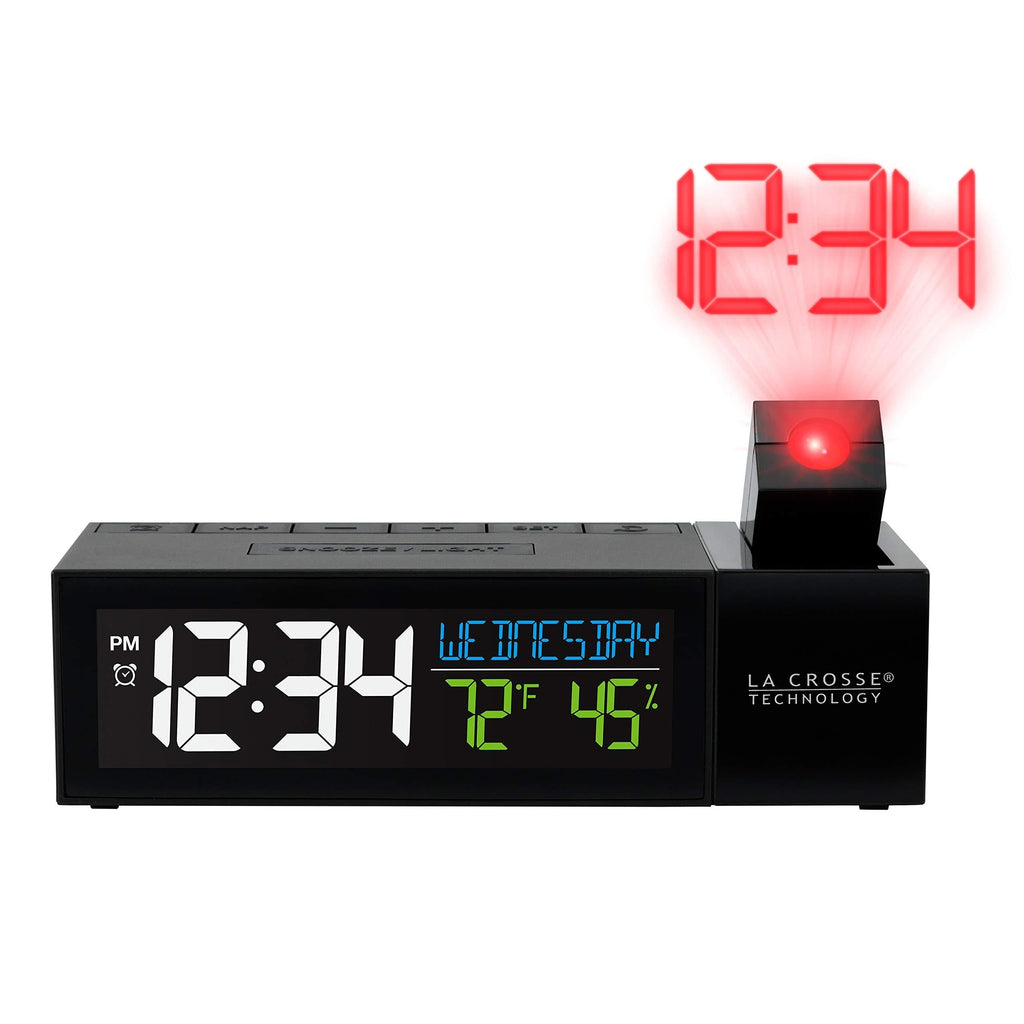  [AUSTRALIA] - La Crosse Technology 616-1950-INT Pop-Up Bar Projection Alarm Clock with USB Charging Port, Standard, Black